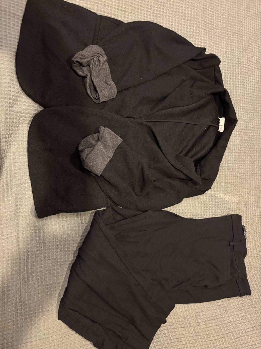 Black Two-Piece Knit Blazer and Pants Set